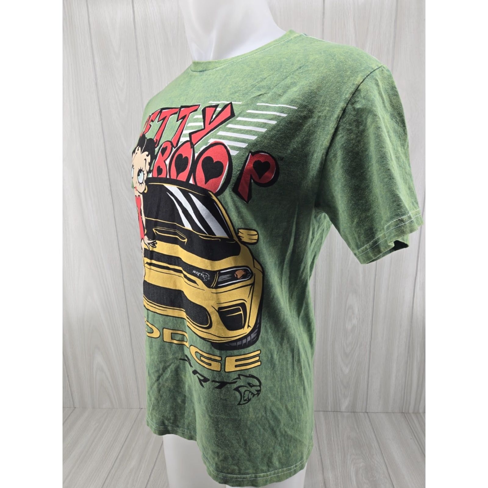 Vintage Betty Boop Dodge SRT Graphic T-Shirt Adult Medium Washed Green Cotton Size US M / EU 48-50 / 2 - 3 Thumbnail