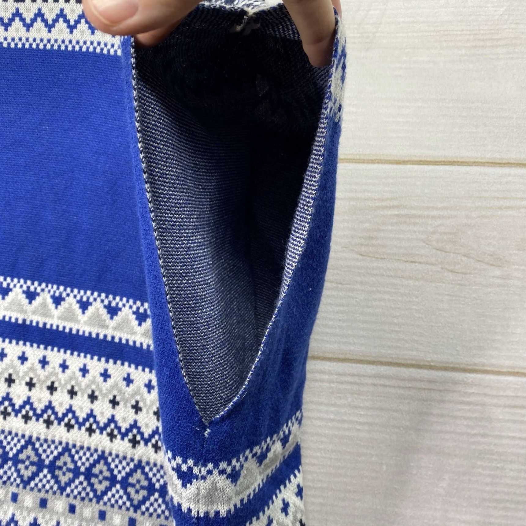 Vintage Lane Bryant Poncho Sweater 18/20 Relaxed Geometric Blue Knit Pullover Women Fall Winter Polo? Size XXL / US 16-18 / IT 52-54 - 4 Thumbnail