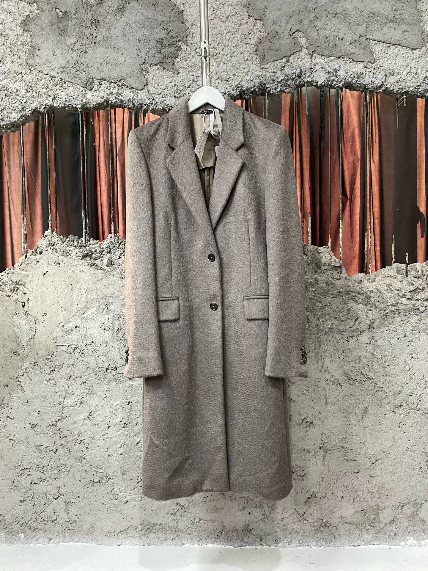 Maison Margiela Long Wool Coat in Beige