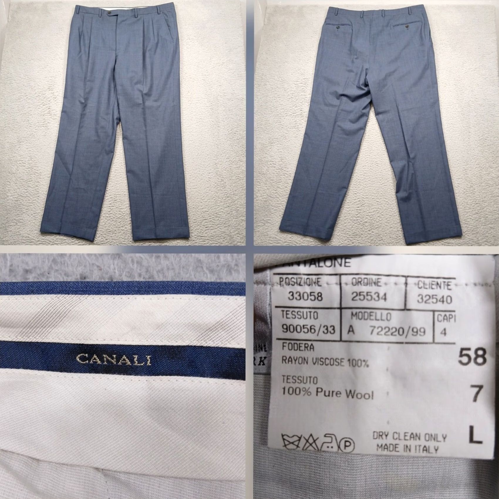 Canali VINTAGE Canali Wool Dress Pants Men 58L Blue Made in Italy Flat Front Pleated Size US 42 / EU 58 - 2 Thumbnail