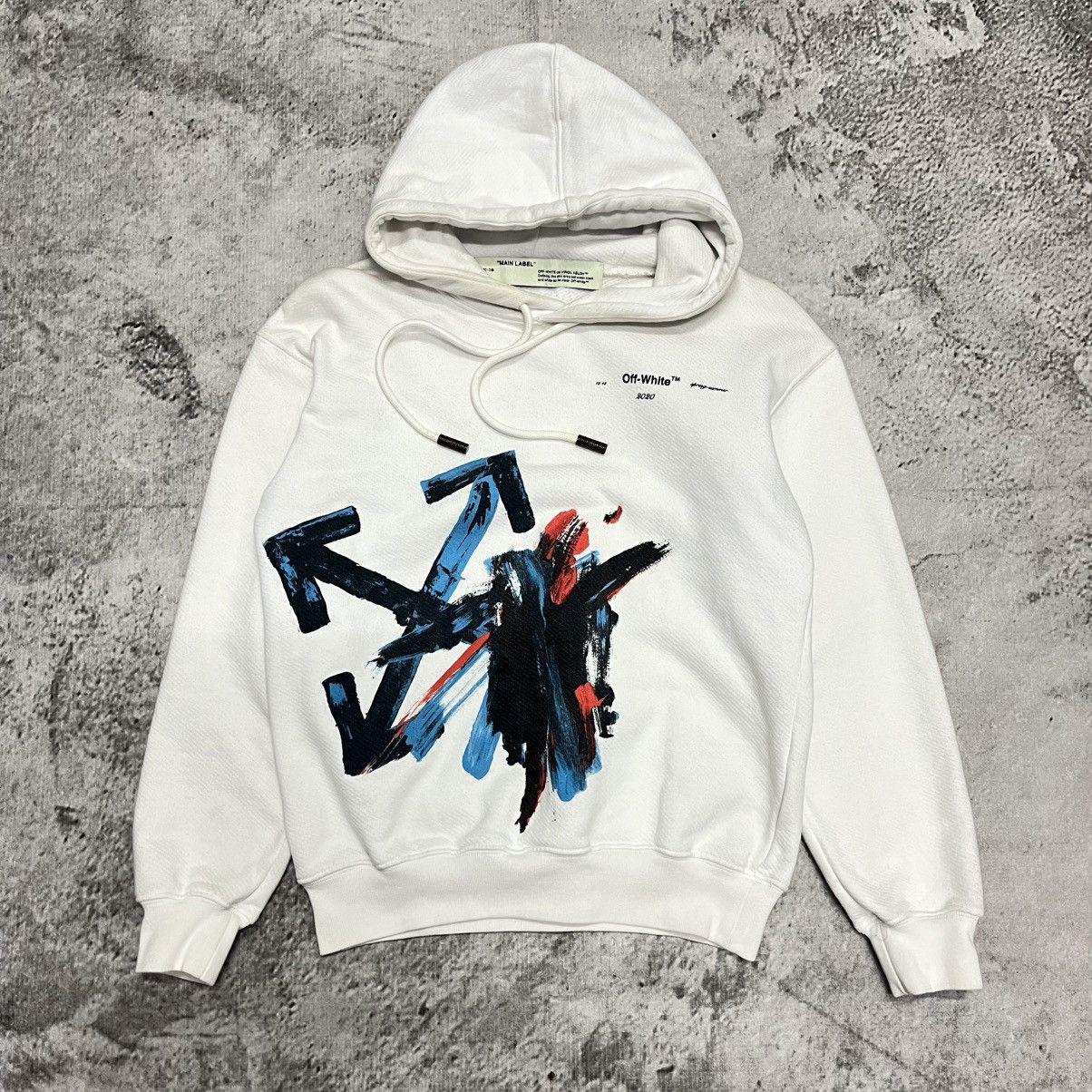 Off-White Off-White Brush Arrow Hoodie White Size US XXS / EU 40 - 1 Thumbnail