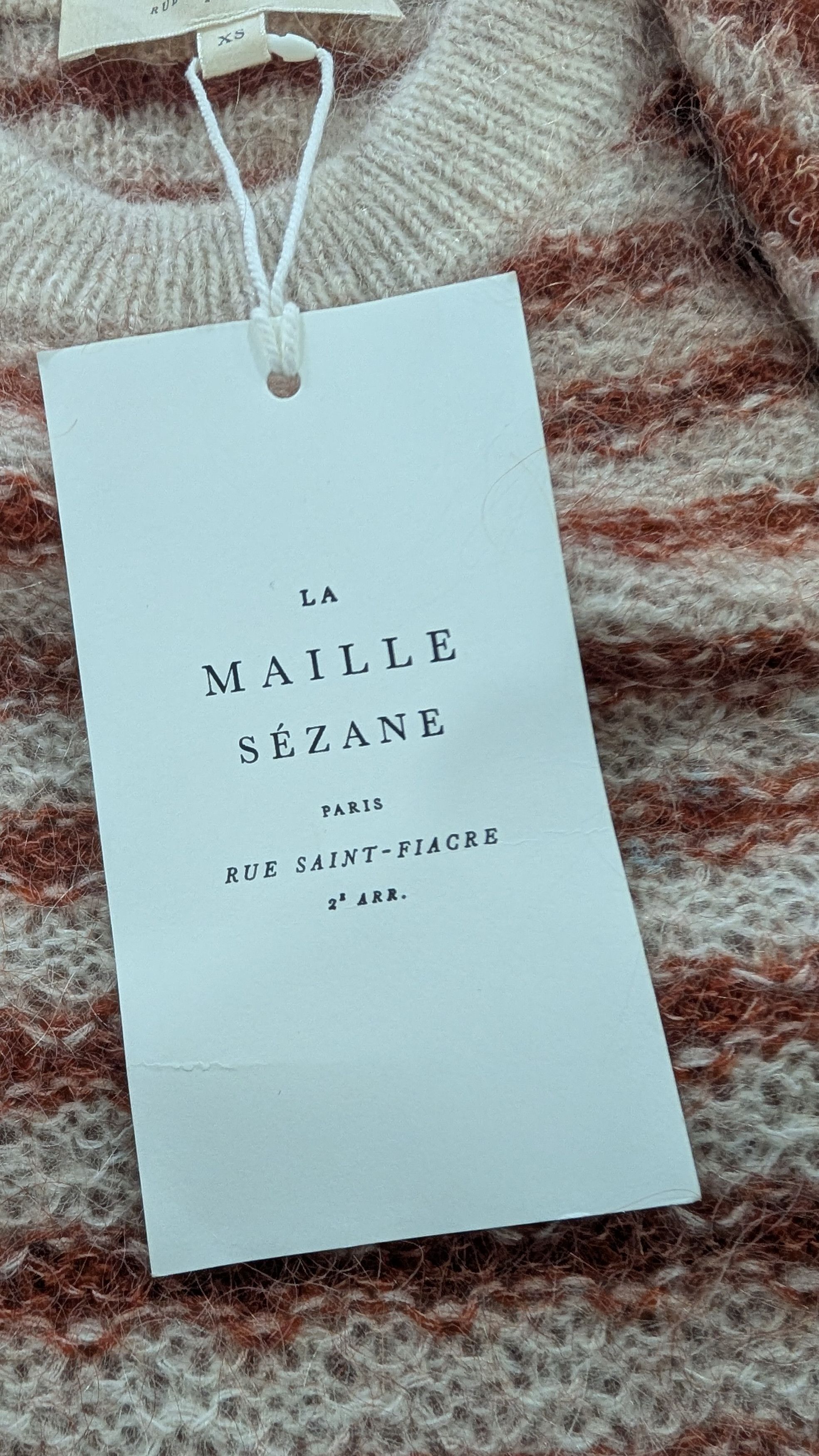 Sezane Sézane Ariane Striped Mohair Knit Sweater XS Cream Rust Size XS / US 0-2 / IT 36-38 - 6 Thumbnail