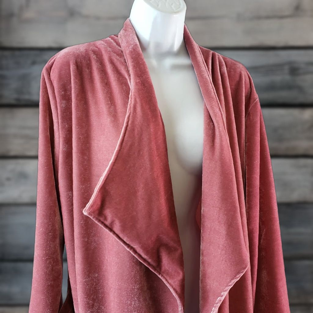 Vintage Amaryllis Cardigan Womens Velvet Pink Small Open Front Pockets Long Sleeve Knit Sweater Ladies, Cardigan, Velvet, Pink, Small, Women Size S / US 4 / IT 40 - 1 Thumbnail