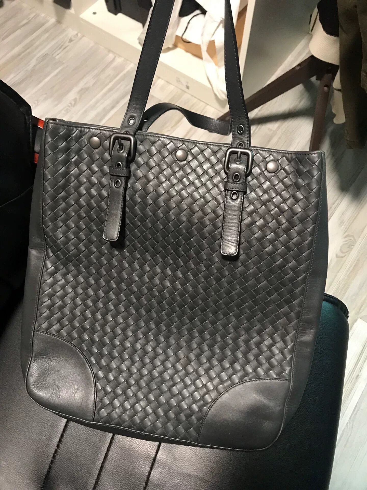 Bvlgari stylish black woven leather tote bag Size ONE SIZE - 1 Thumbnail