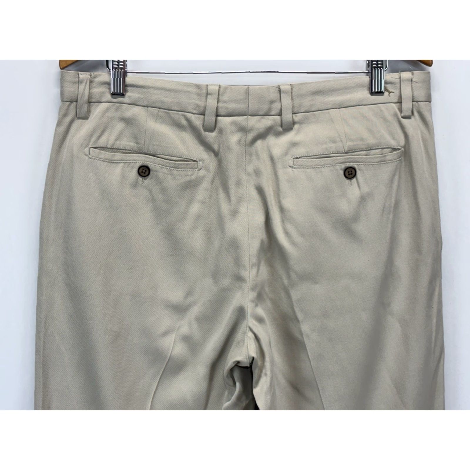 Tommy Bahama TOMMY BAHAMA Silk Blend Pants Trousers 34x30 Mens Beige Beach Flat Front Size US 34 / EU 50 - 4 Thumbnail
