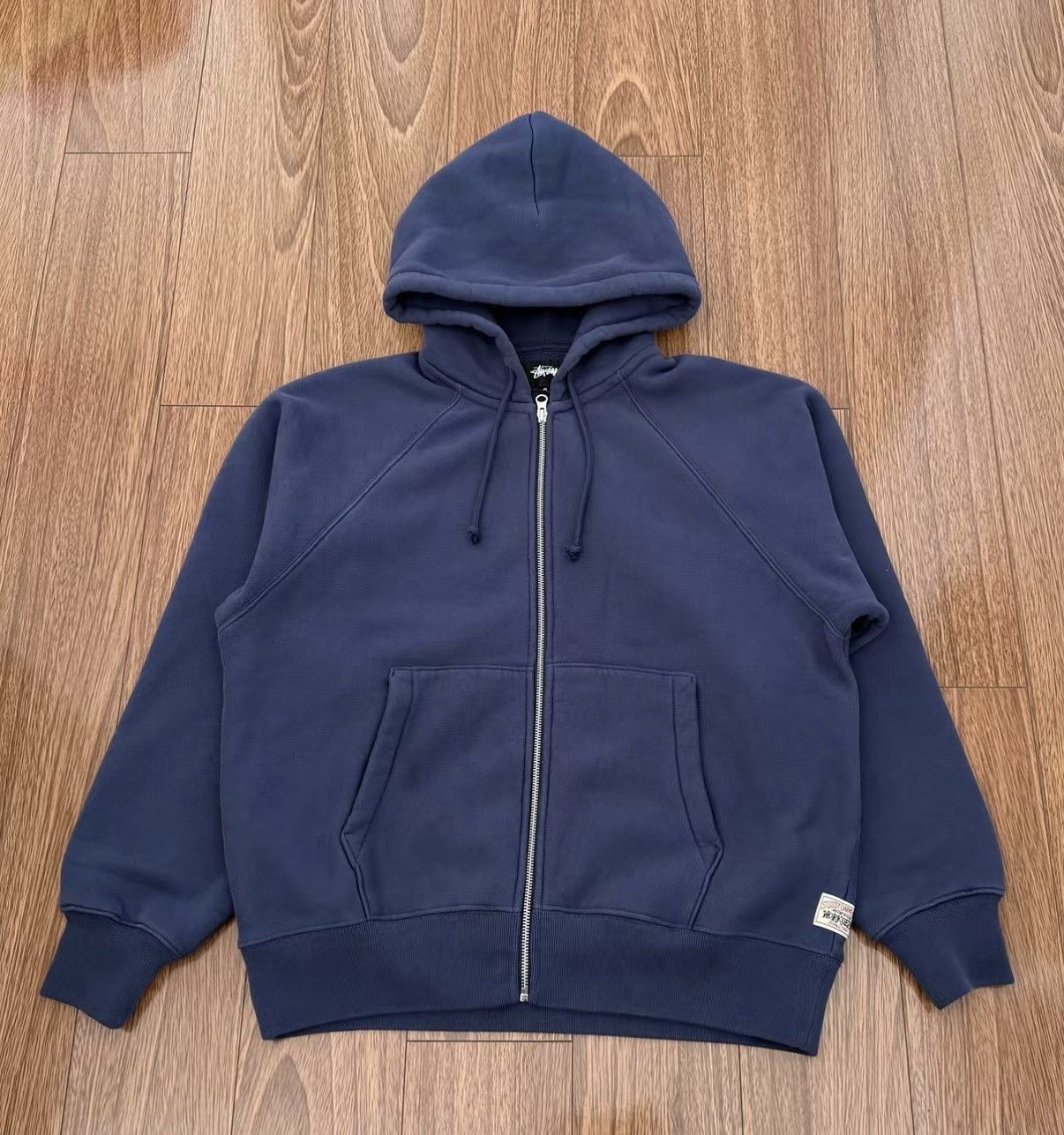 トップス stussy FLEECE RAGLAN ZIP HOODIE Stussy Fleece Raglan Zip Hoodie Navy Men's - FW24 - US