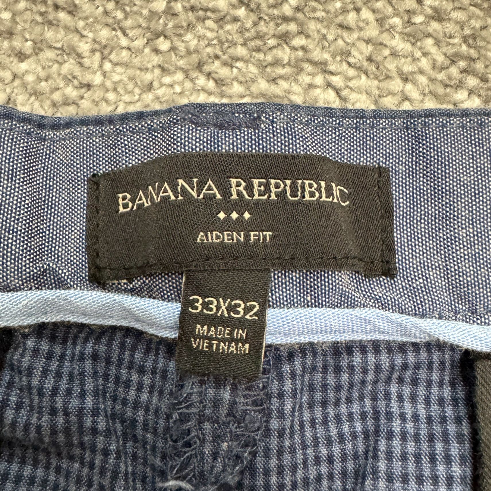 Banana Republic Banana Republic Aiden Fit Chino Pants Mens 33x32 Navy Blue Houndstooth Cotton Shirt or Pants? Size US 33 - 6 Thumbnail