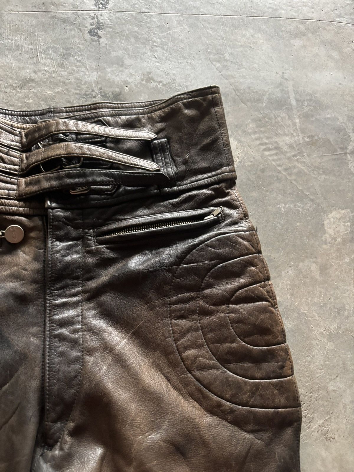 Japanese Brand KOMINE LEATHER PANT MOTORSPORT SUPER SICK FADED PATINA Size US 32 / EU 48 - 9 Thumbnail