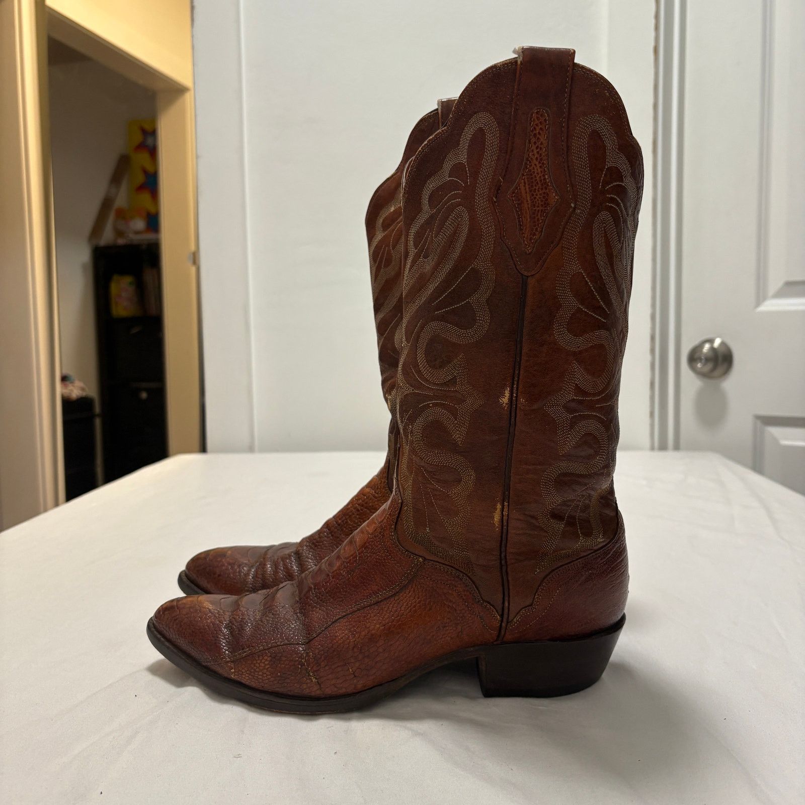Other VTG El Dorado's Handmade Ostrich Leg Western Cowboy Boots Size US 11 / EU 44 - 3 Thumbnail