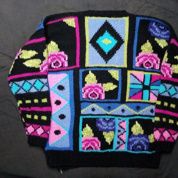 Nordstrom × Vintage Vintage Nordstrom Brass Plum Abstract Geometric Sweater Size M / US 6-8 / IT 42-44 - 6 Thumbnail