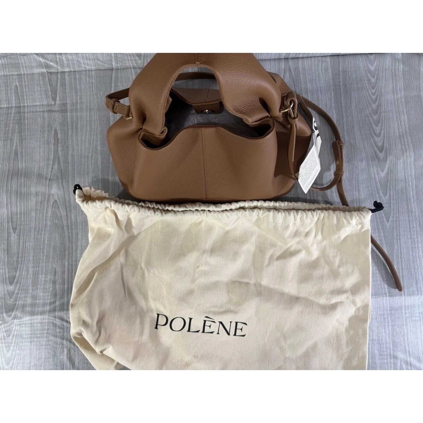 Polene Numéro Neuf Leather Crossbody Shoulder Bag Color Came