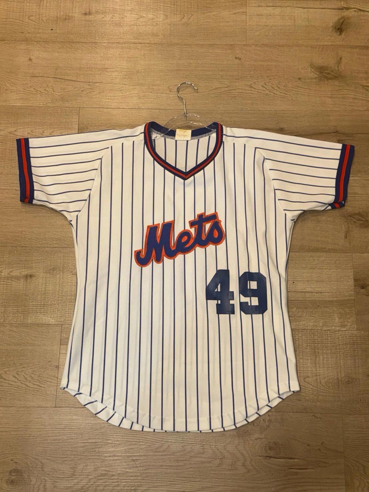 MLB Vintage 80s MLB Sand Knit NY Mets Jersey #49 Sz M/L Size US M / EU 48-50 / 2 - 2 Thumbnail