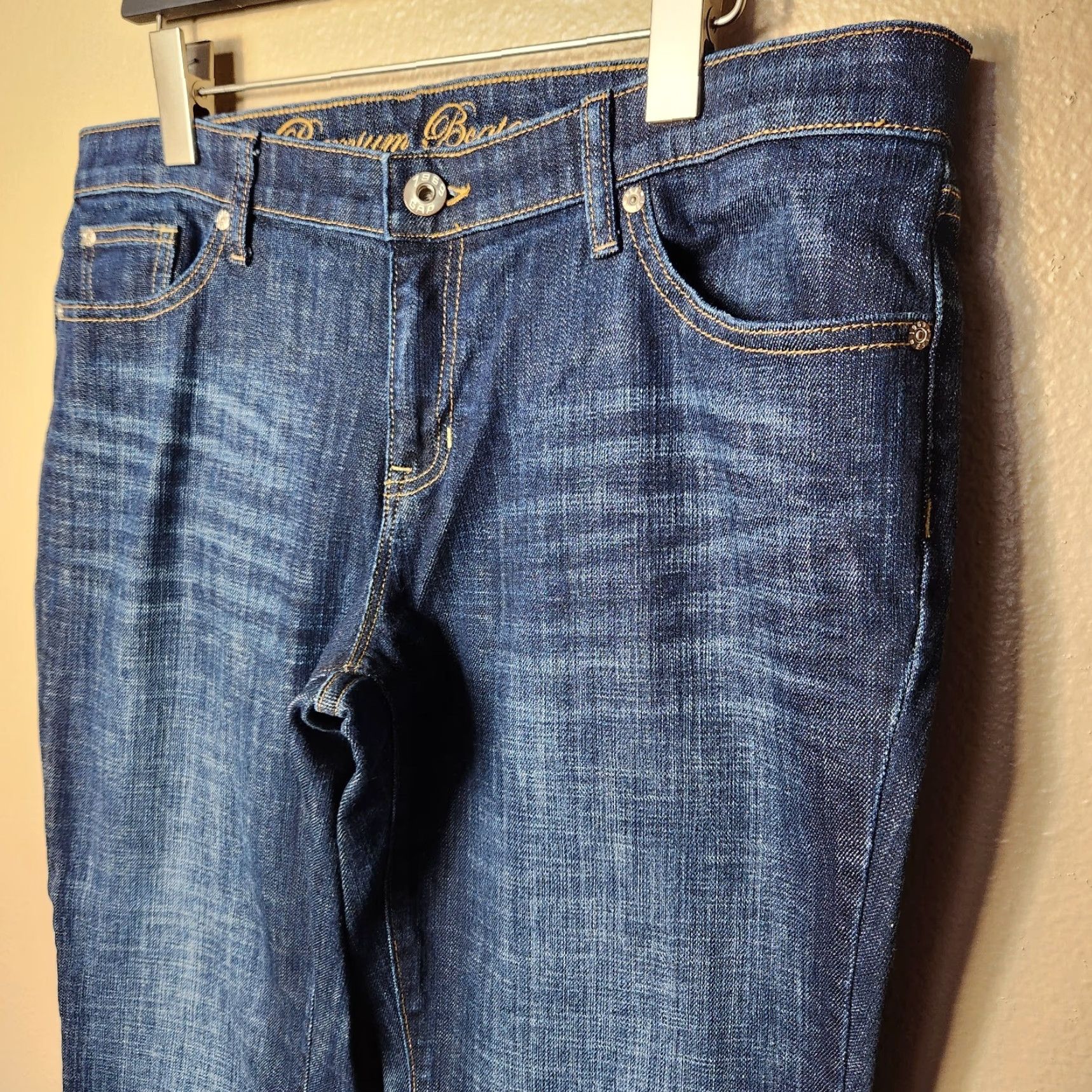 Gap Gap Jeans Premium Dark Wash Denim Low Rise Bootcut 14/32 Womens Regular 5-Pocket Blue Size 36" / US 14 / IT 50 - 2 Thumbnail