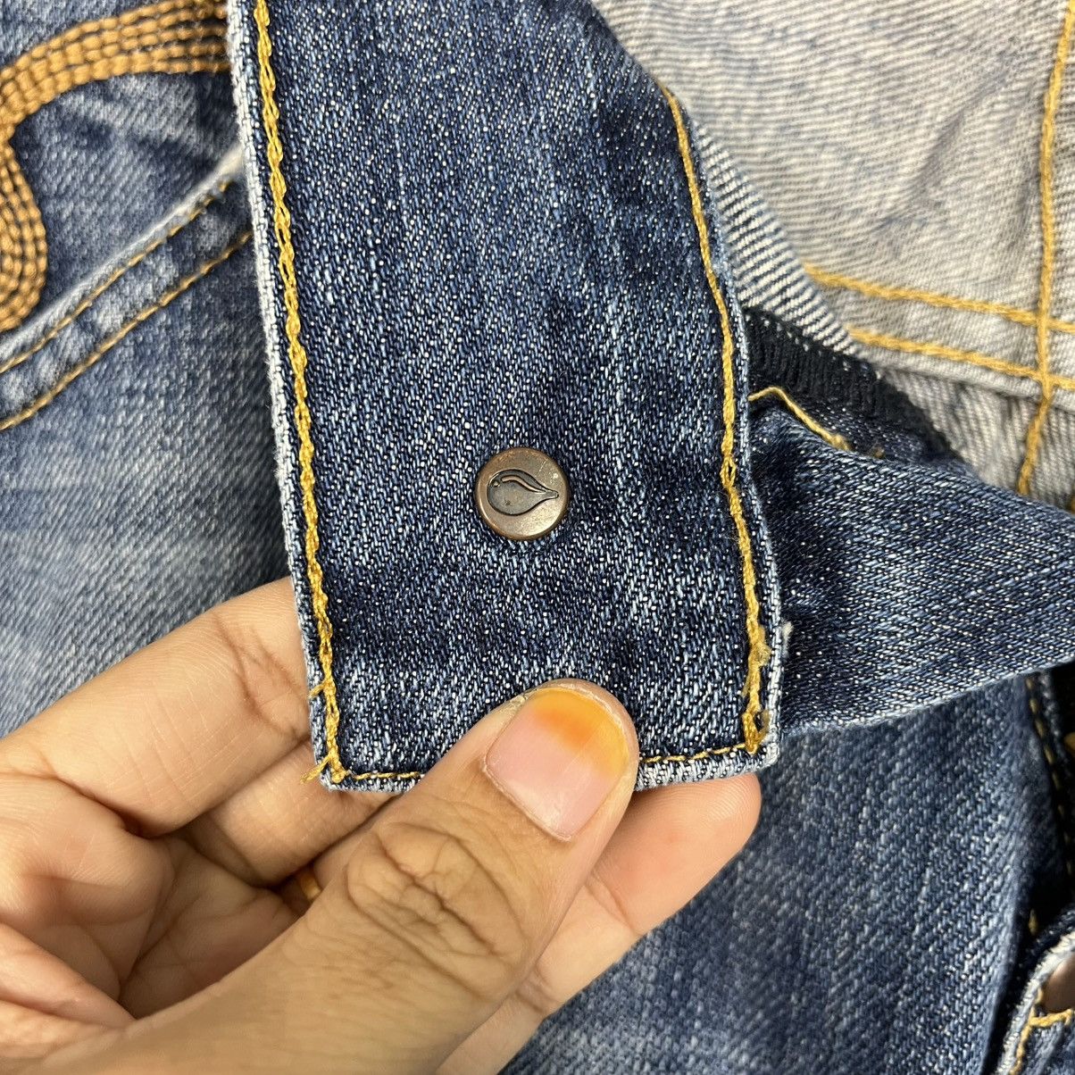Japanese Brand Vintage 90s 020608 Tears Of Bleu Black Line Denim Size 32" / US 10 / IT 46 - 21 Thumbnail