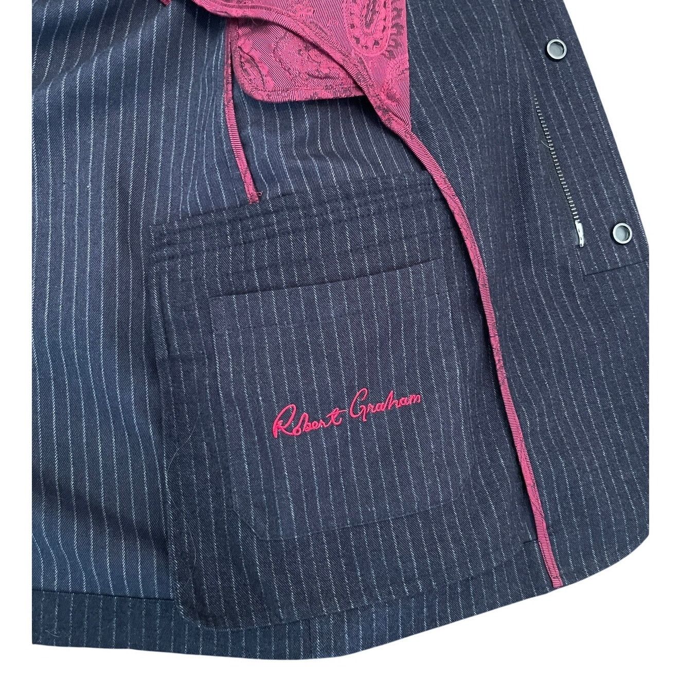 Robert Graham Rare Robert Graham Pinstripe Paisley Lined Field Jacket 2XL Size US XXL / EU 58 / 5 - 4 Thumbnail