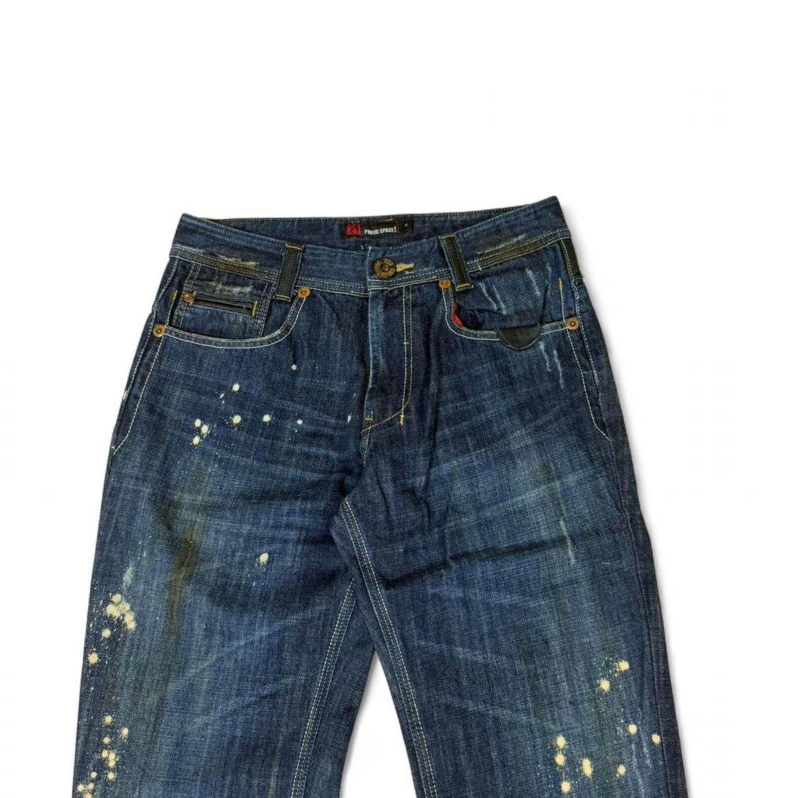 True Religion Public Space 1 dirty shade denim jeans white paint splatter Size 29" - 4 Thumbnail