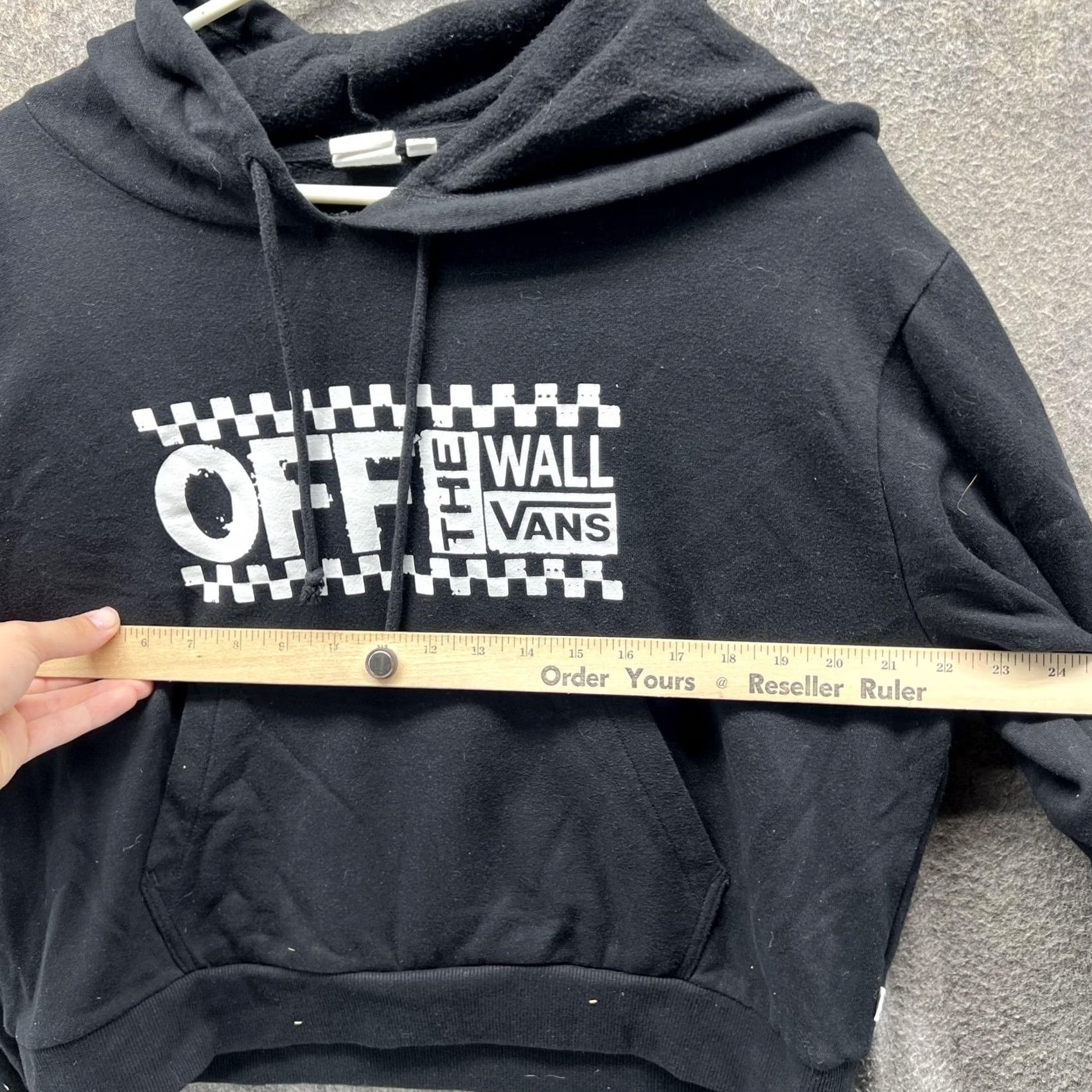 Vans Vans Hoodie Womens XL Black Off The Wall Cropped Fleece Pullover Sweatshirt Size XL / US 12-14 / IT 48-50 - 3 Thumbnail