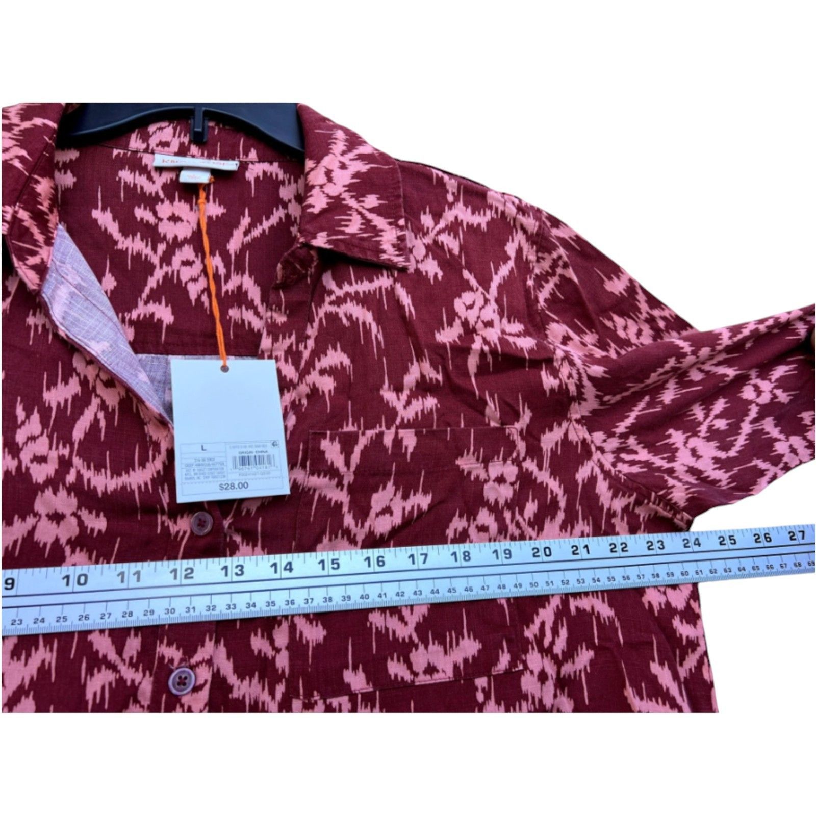 Other Knox Rose - Women's Long Sleeve Button-Down Shirt Top - Red Size L / US 10 / IT 46 - 4 Thumbnail