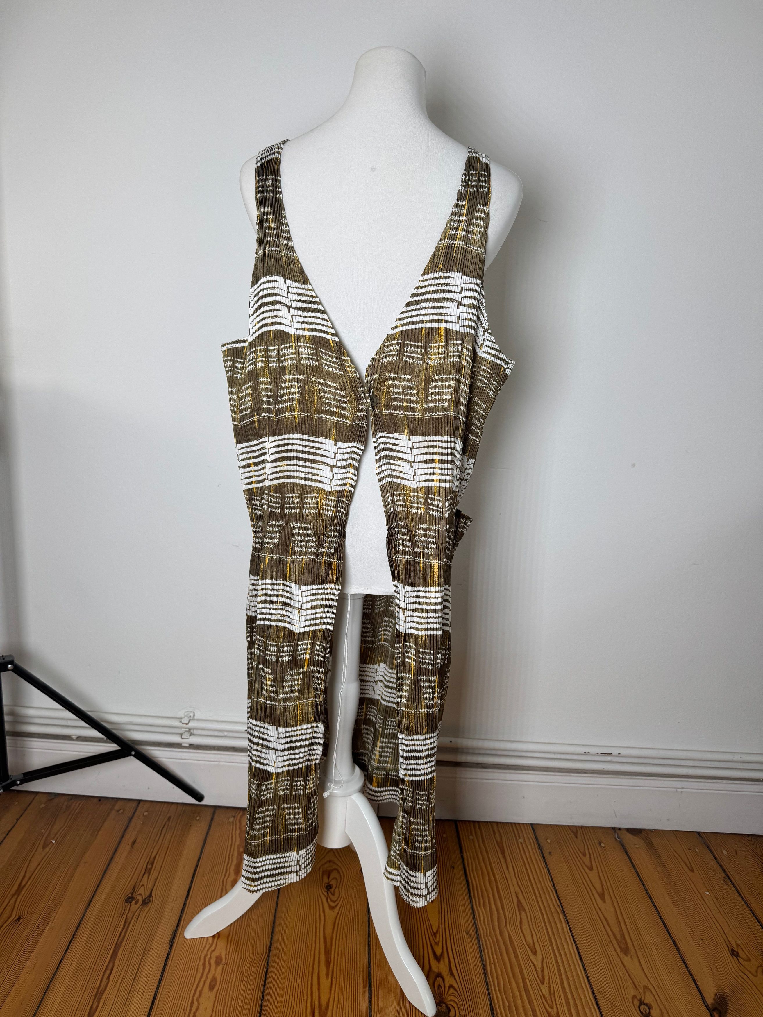 Issey Miyake Vintage Pleats Please Sleeveless Dress Olive Abstract Print Size M / US 6-8 / IT 42-44 - 1 Thumbnail
