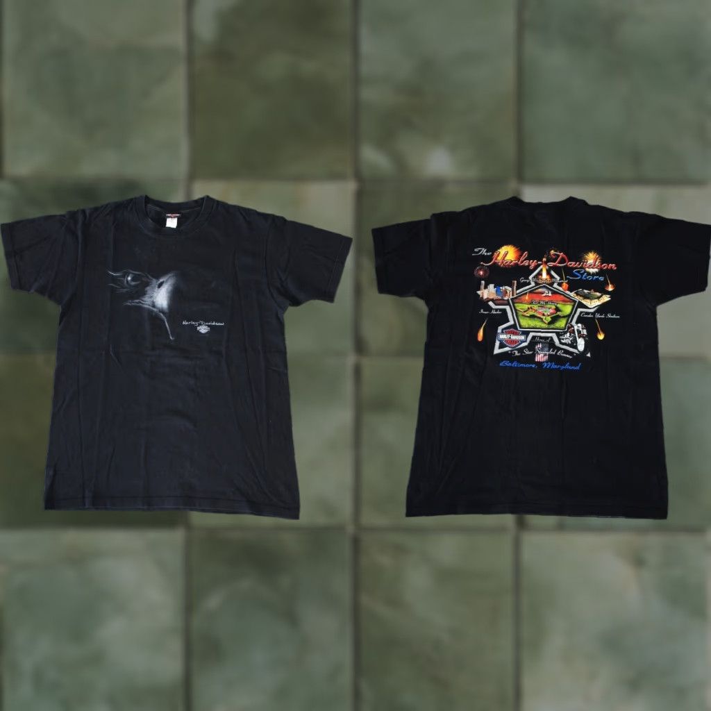 Harley Davidson VINTAGE Harley-Davidson T-shirt EAGLE Baltimore Maryland Black Mens Large Size US L / EU 52-54 / 3 - 1 Thumbnail