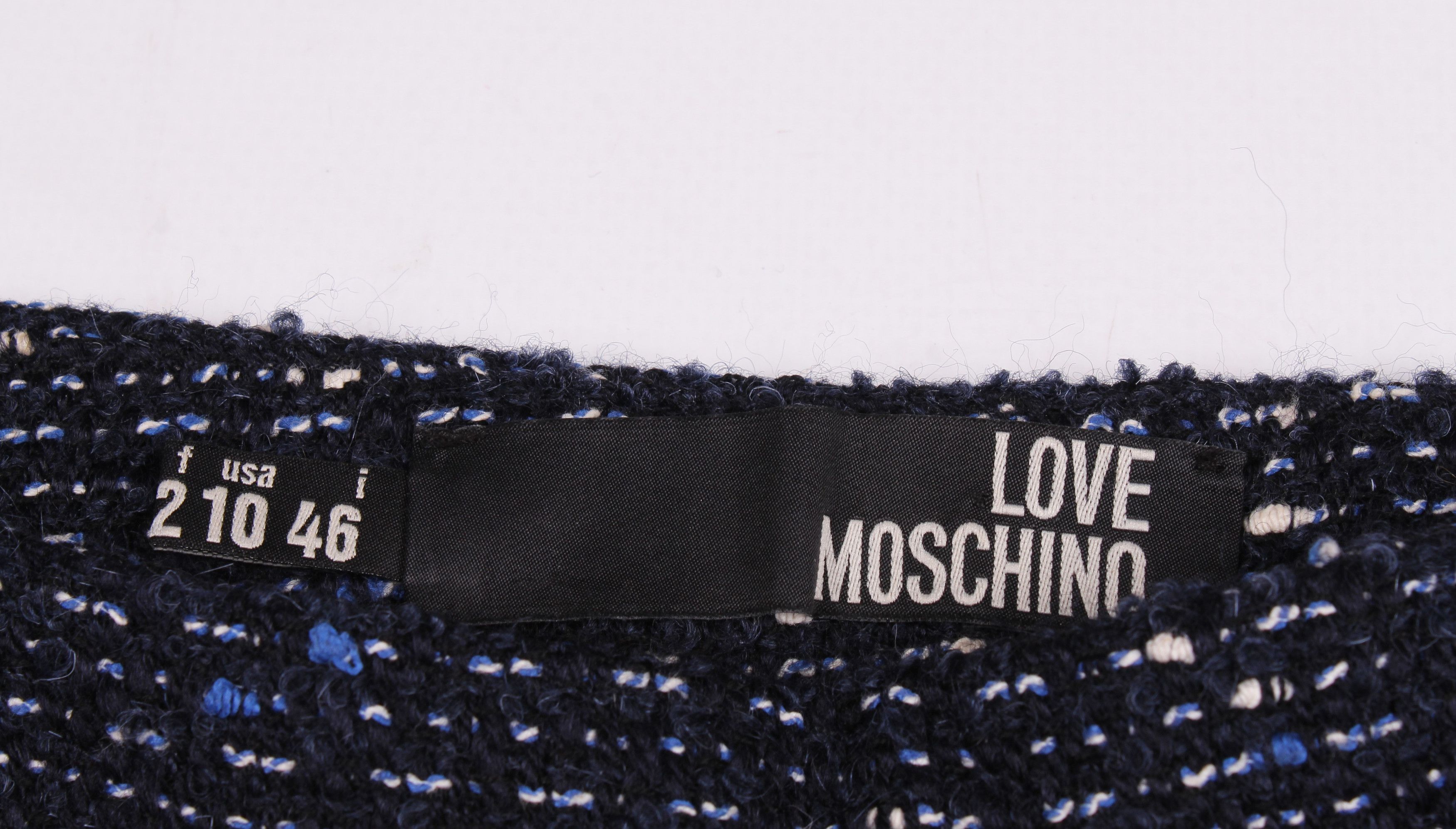 Love Moschino Love Moschino Tweed Navy Wool Mohair Blend Mini Skirt Size 34" / US 12 / IT 48 - 5 Thumbnail