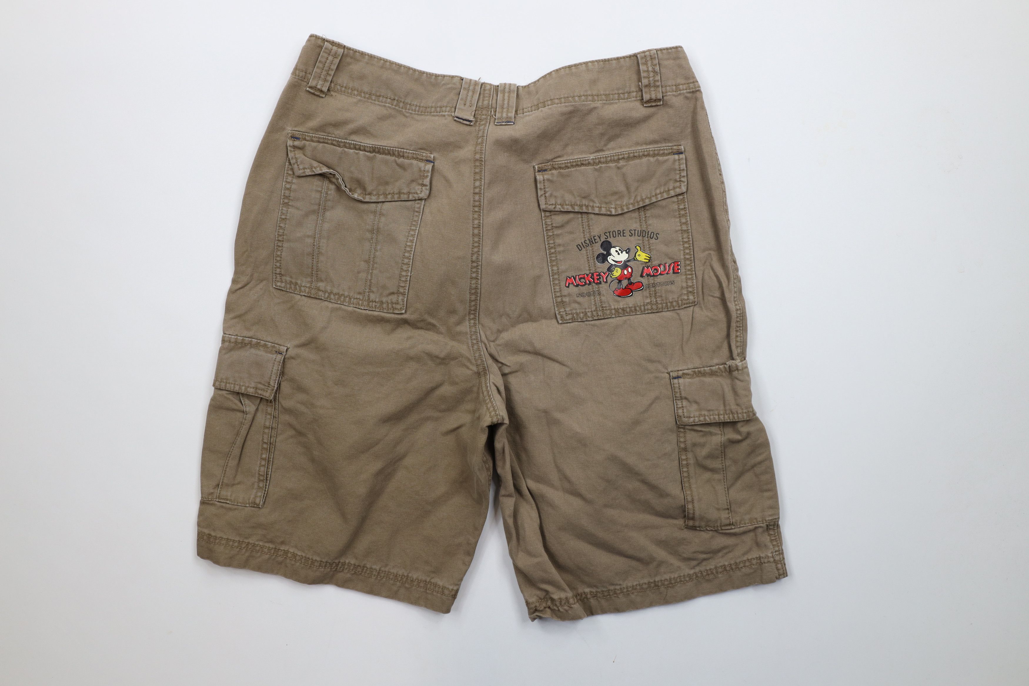 Disney × Vintage Vintage 90s Disney Mickey Mouse Baggy Canvas Cargo Shorts Size US 34 / EU 50 - 7 Thumbnail