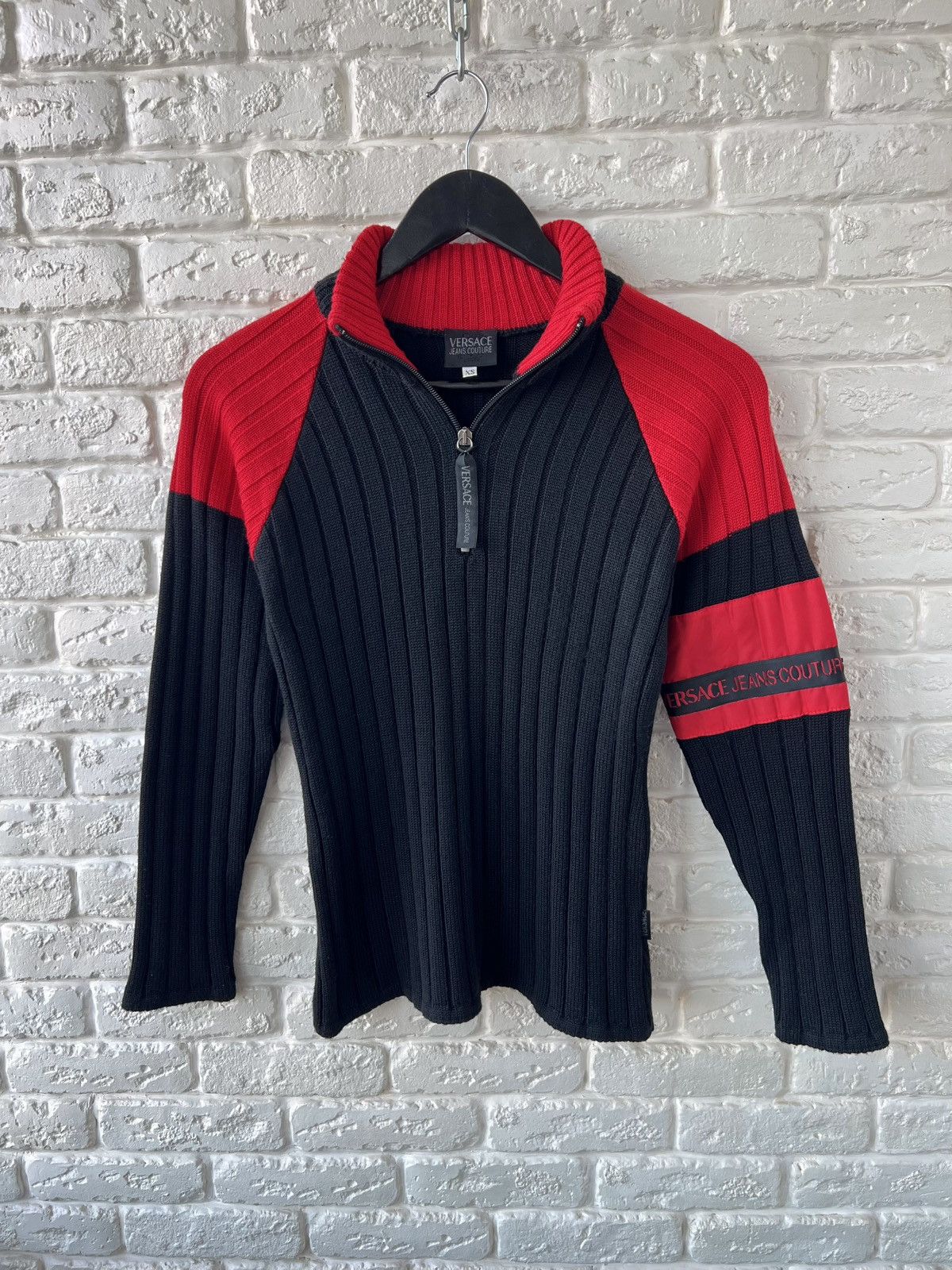 Versace Versace Logo Black Wool Knit 1/4 Zip Sweater Size XS / US 0-2 / IT 36-38 - 1 Thumbnail