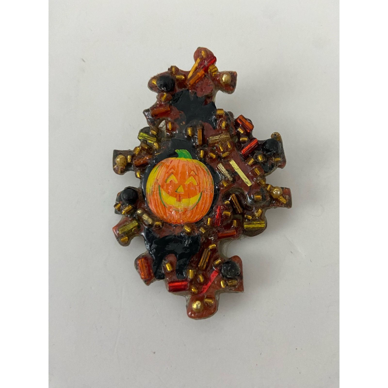 Handmade handmade pumpkin halloween pin Size ONE SIZE - 1 Thumbnail