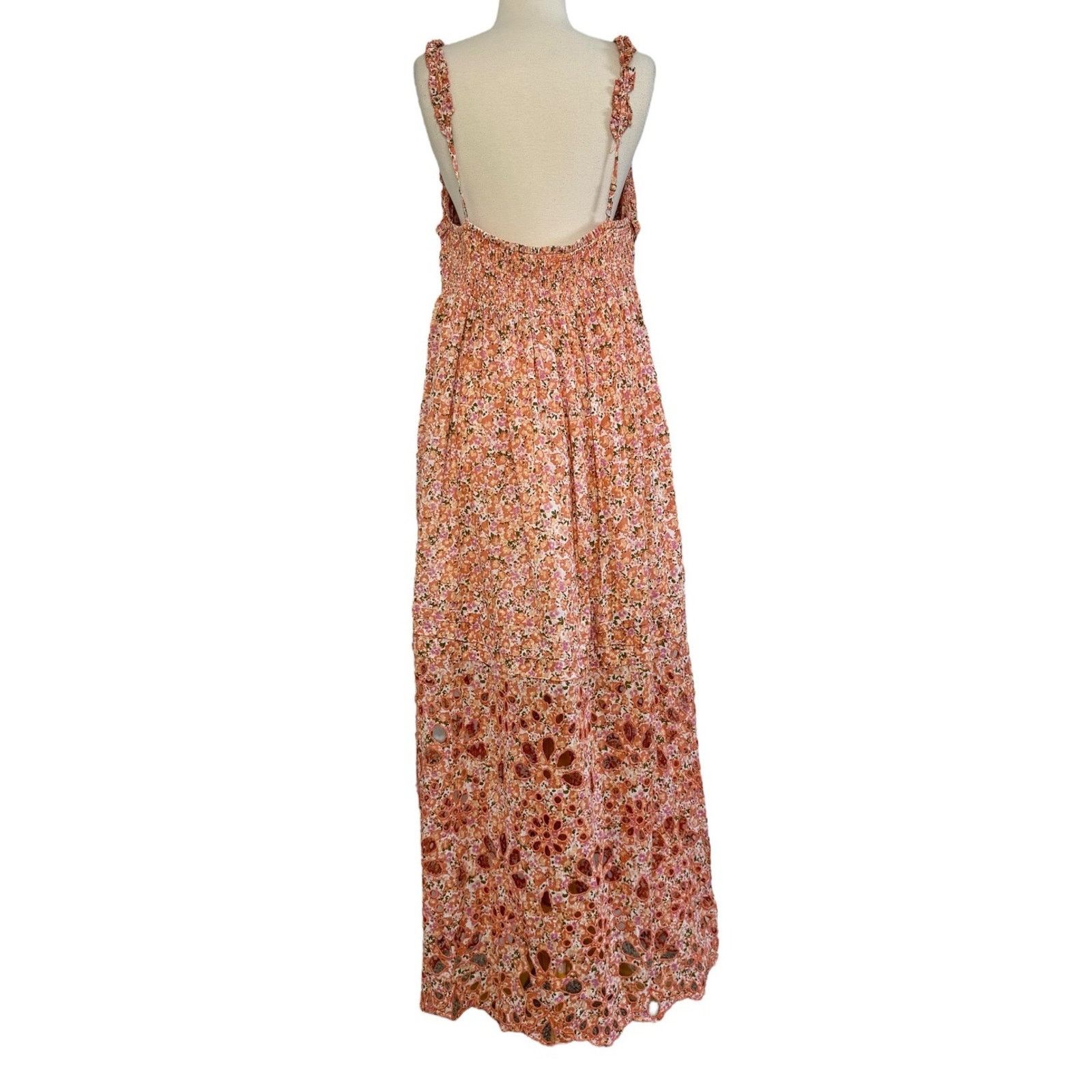 Anthropologie ANTHROPOLOGIE Babydoll Sweetheart Maxi Dress Floral Eyelet Size XL / US 12-14 / IT 48-50 - 8 Thumbnail