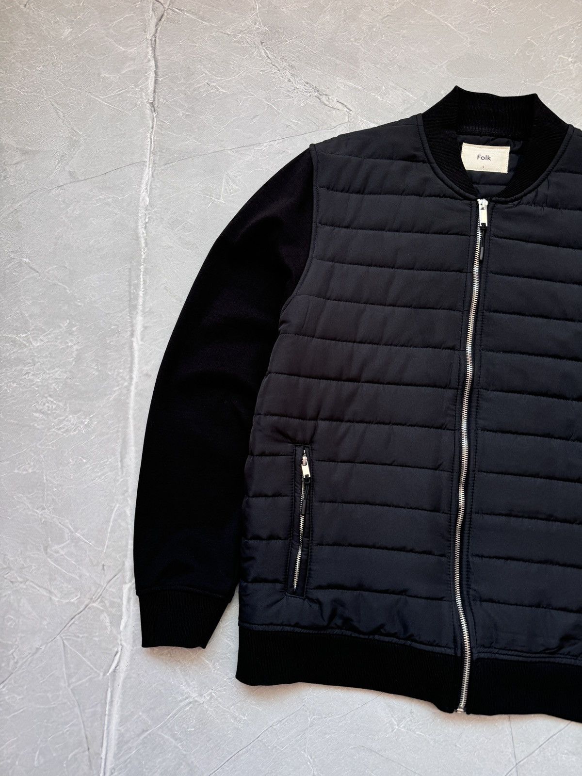 Folk Folk Nylon Cotton Quilted Light Bomber Jacket Black Size US L / EU 52-54 / 3 - 5 Thumbnail