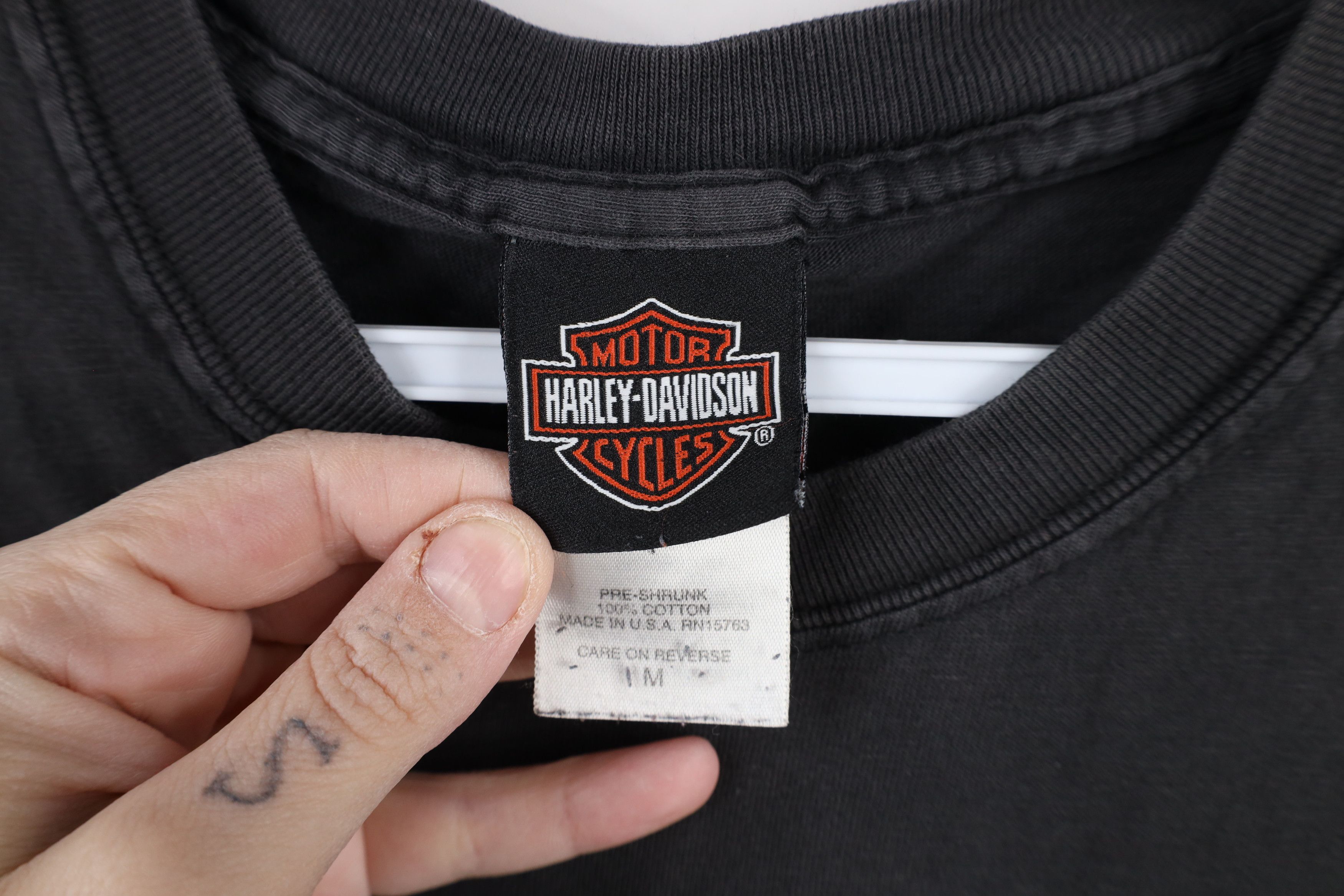 Harley Davidson × Vintage Vintage Y2K 2002 Harley Davidson Spell Out Flag T-Shirt USA Size US M / EU 48-50 / 2 - 9 Thumbnail