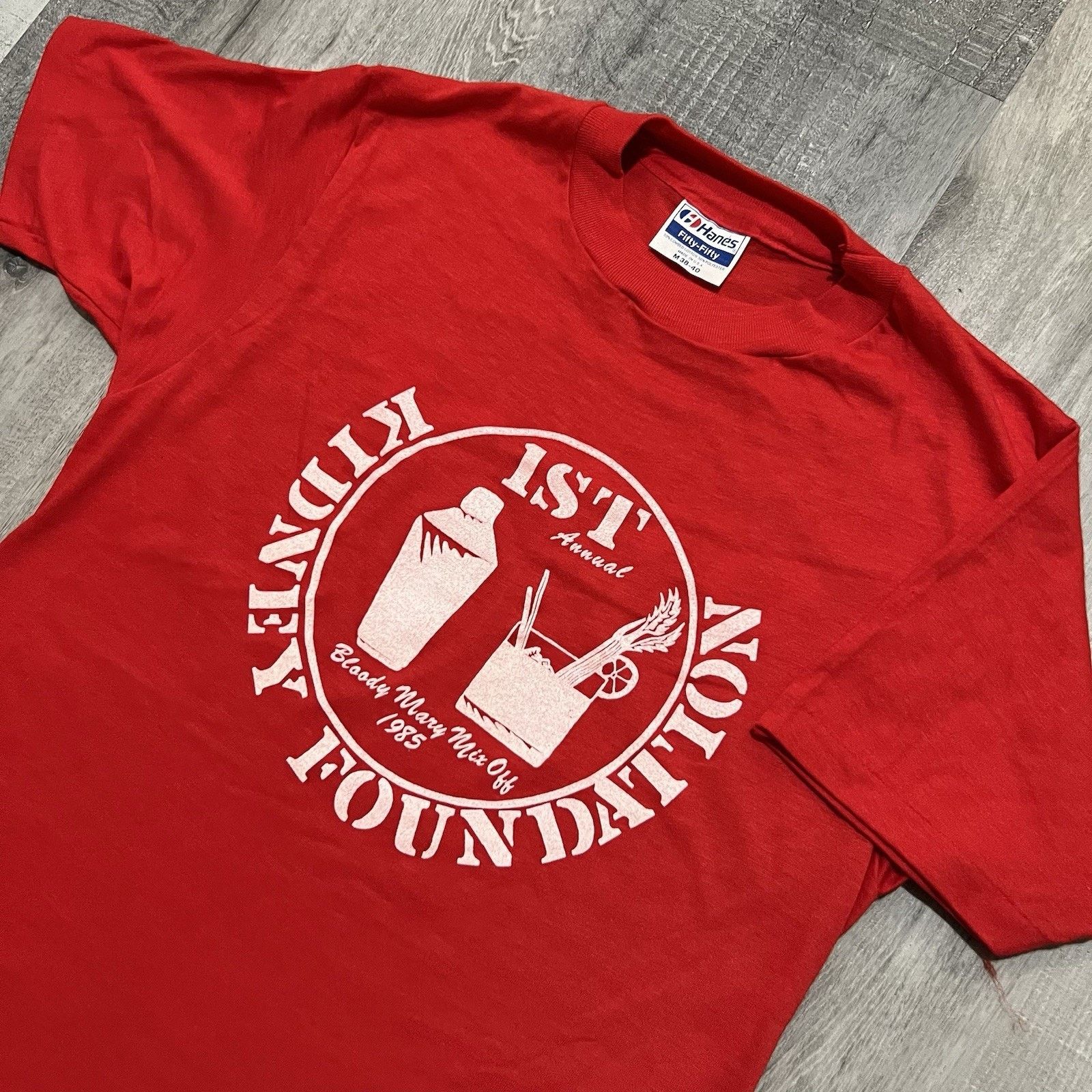 Hanes VTG 1985 1st Annual Bloody Mary Mix Off Red 80s T Shirt M Size US M / EU 48-50 / 2 - 3 Thumbnail