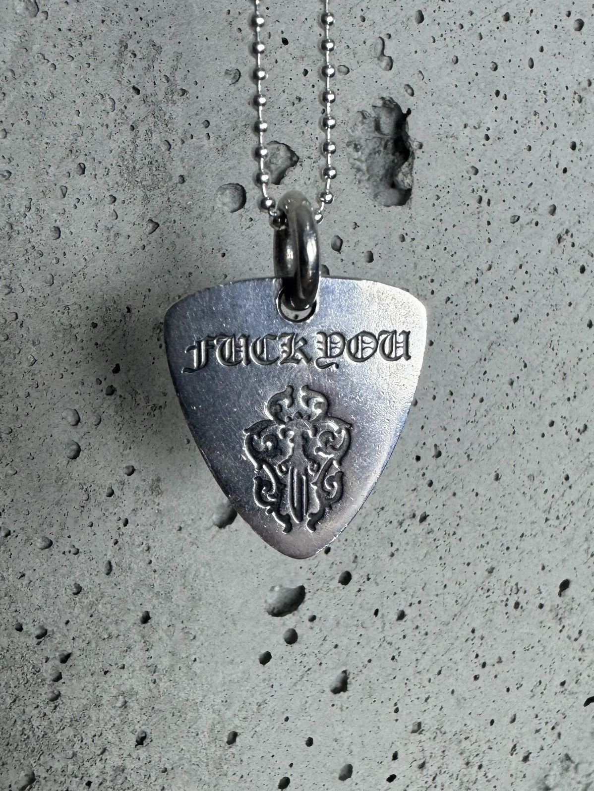 Chrome Hearts Chrome Hearts “Fuck You” Guitar Pick Pendant w/ BOX+
