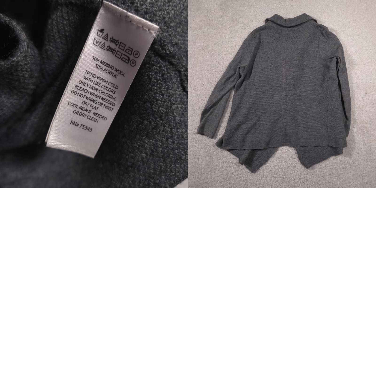 Vintage Tahari Sweater Tunic Womens M Gray Cowl Knit Long Sleeve Asymmetrical Front Overlay Casual Winter VINTAGE? Size M / US 6-8 / IT 42-44 - 9 Thumbnail