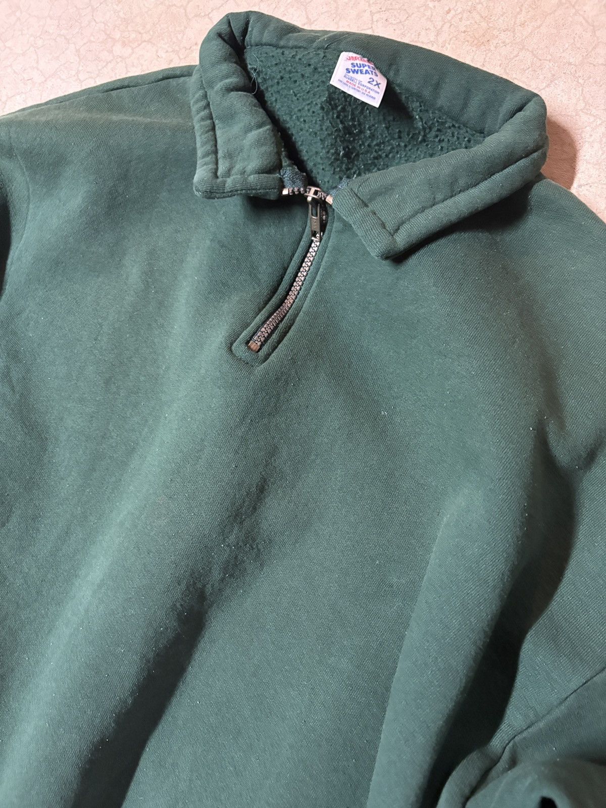 Jerzees Vintage 90s Jerzees Super Sweats Quarter Zip Sweater Green Size US XXL / EU 58 / 5 - 2 Thumbnail