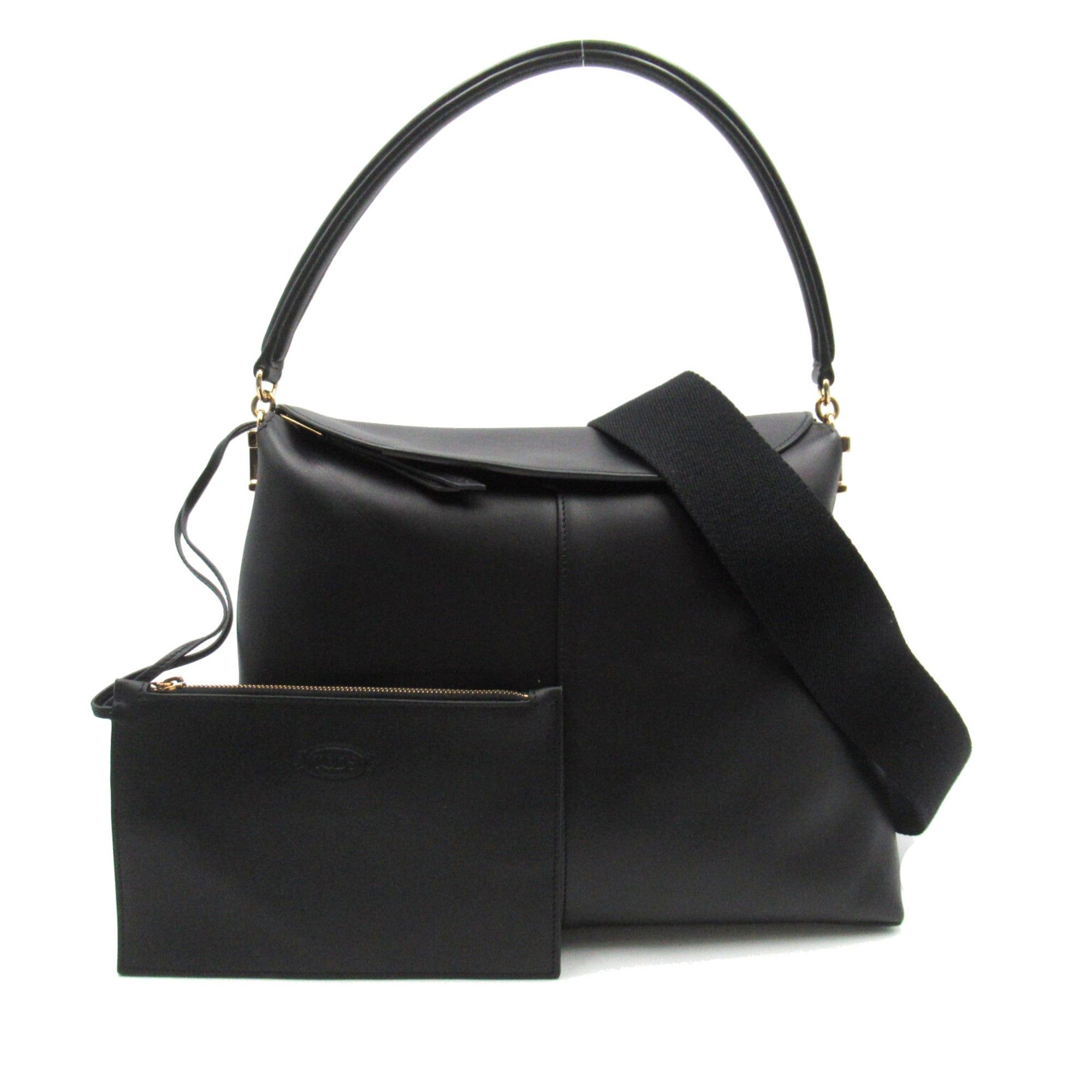image of Tods Tod's T Case Leather Messenger Toe Bag Small Black Leather Xbwtsto9200Xprb999, Women's