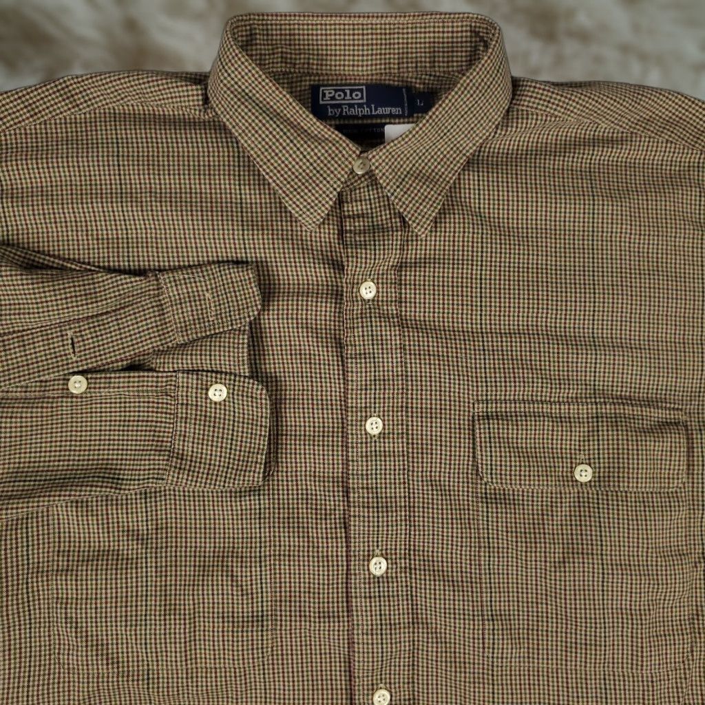 Ralph Lauren Ralph Lauren Shirt Mens Large Brown Check Button-Up Long Sleeve Casual Formal Workwear, 100% Cotton, Classic Preppy Style Mens Large Brown Check Shirt Size US L / EU 52-54 / 3 - 1 Thumbnail