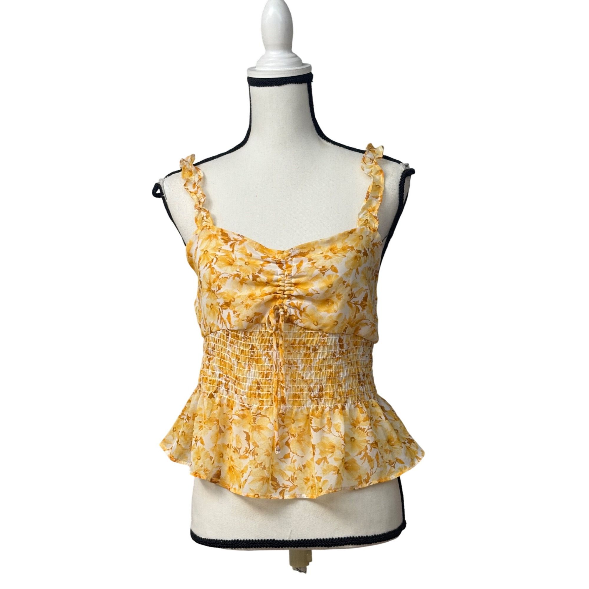 Other Lush Floral Tie Front Tank Top Gold Brown, Sz. M Size M / US 6-8 / IT 42-44 - 12 Thumbnail