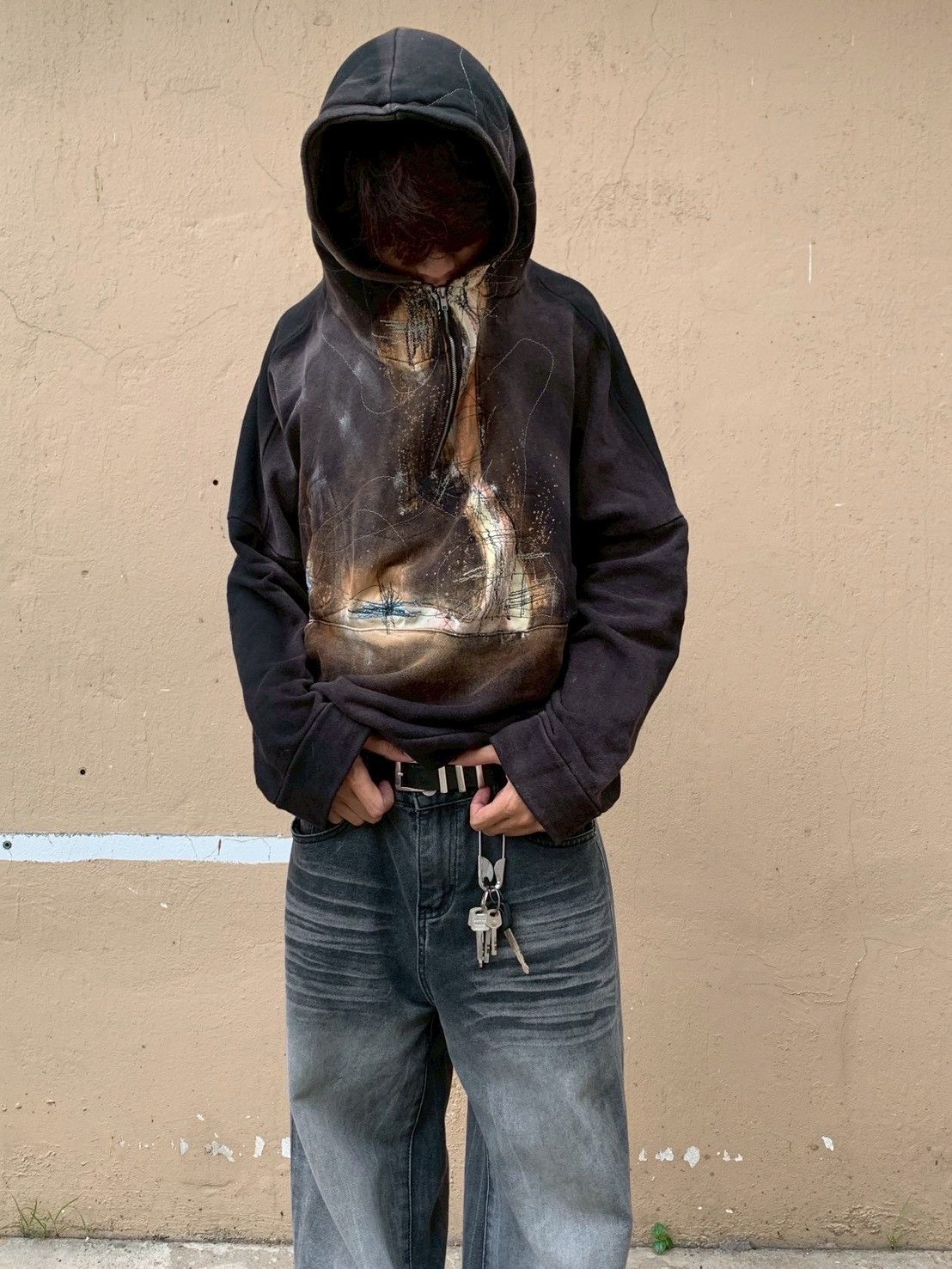 Other 1/1 Faded DARKPULL Patchwork Hoodie Half Zip like Kapital Size US XL / EU 56 / 4 - 1 Thumbnail