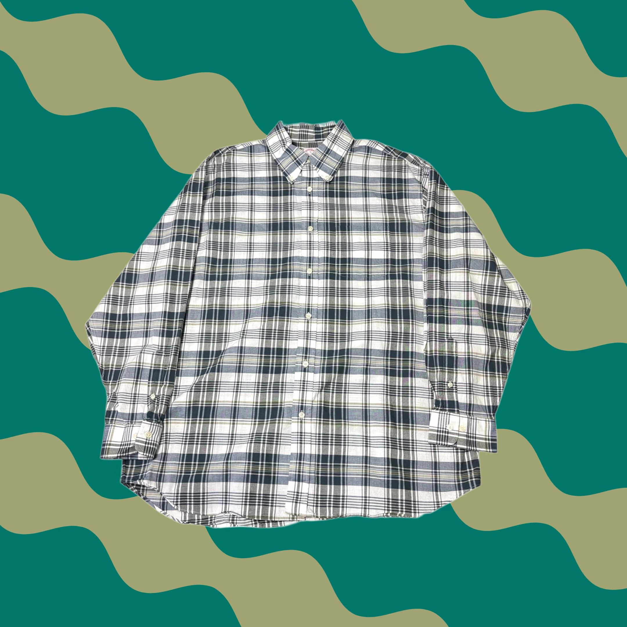 Brooks Brothers VINTAGE Brooks Brothers Madison Fit Plaid Button-Down Shirt XL Green Long Sleeve Button-Up Mens Size US XL / EU 56 / 4 - 1 Thumbnail
