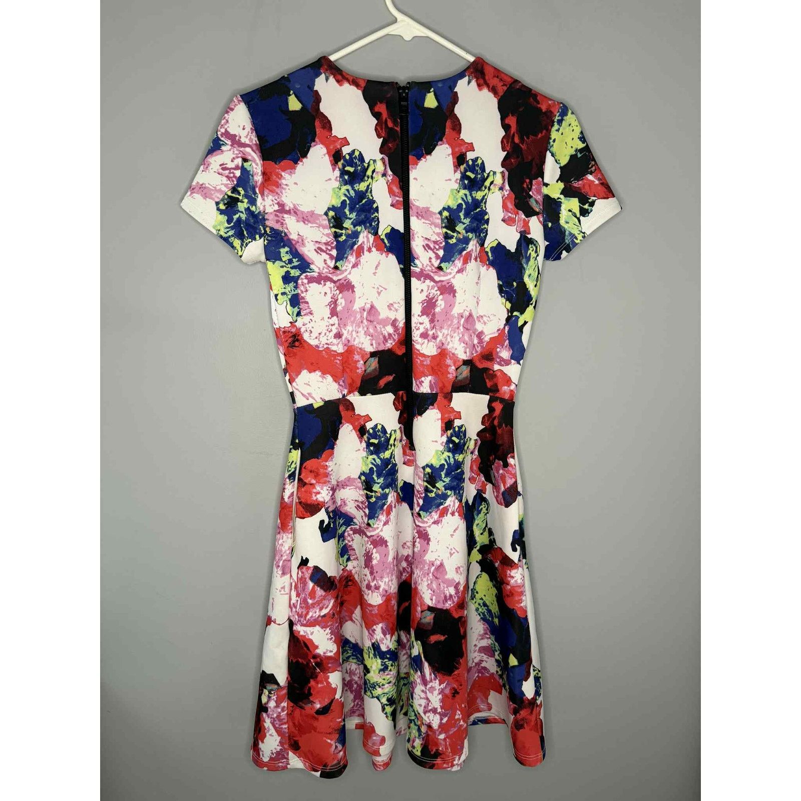 MILLY Milly Floral Fit & Flare Scuba Mini Dress Pink Women's 2 Size XS / US 0-2 / IT 36-38 - 5 Thumbnail