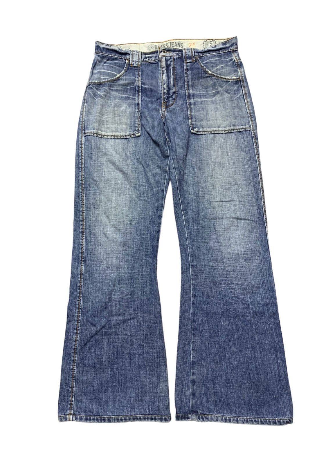 Guess × Hysteric Glamour × Japanese Brand Flare Vintage Guess Jeans Washed Denim Size US 33 - 1 Thumbnail