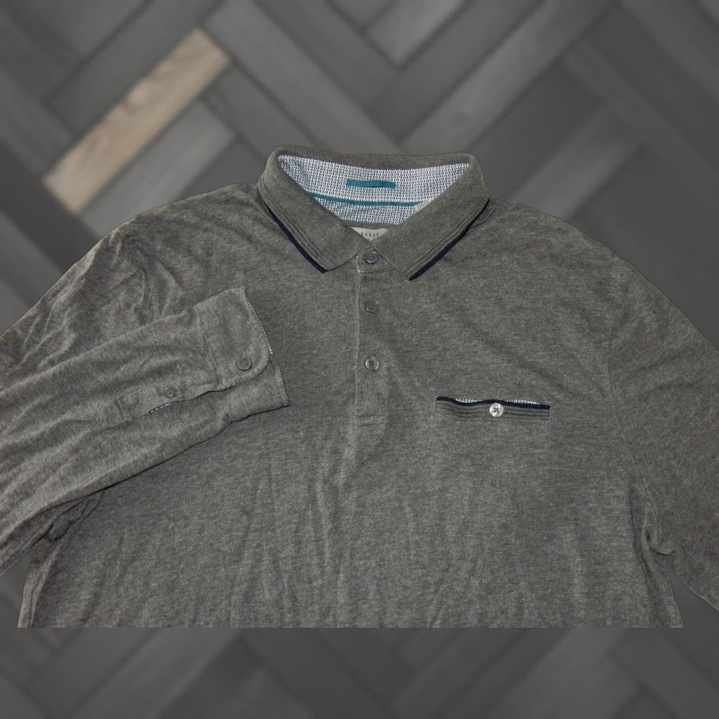 Ted Baker VINTAGE Ted Baker Men's Polo Shirt Long Sleeve Size 2XL Gray Cotton Size US XXL / EU 58 / 5 - 1 Thumbnail