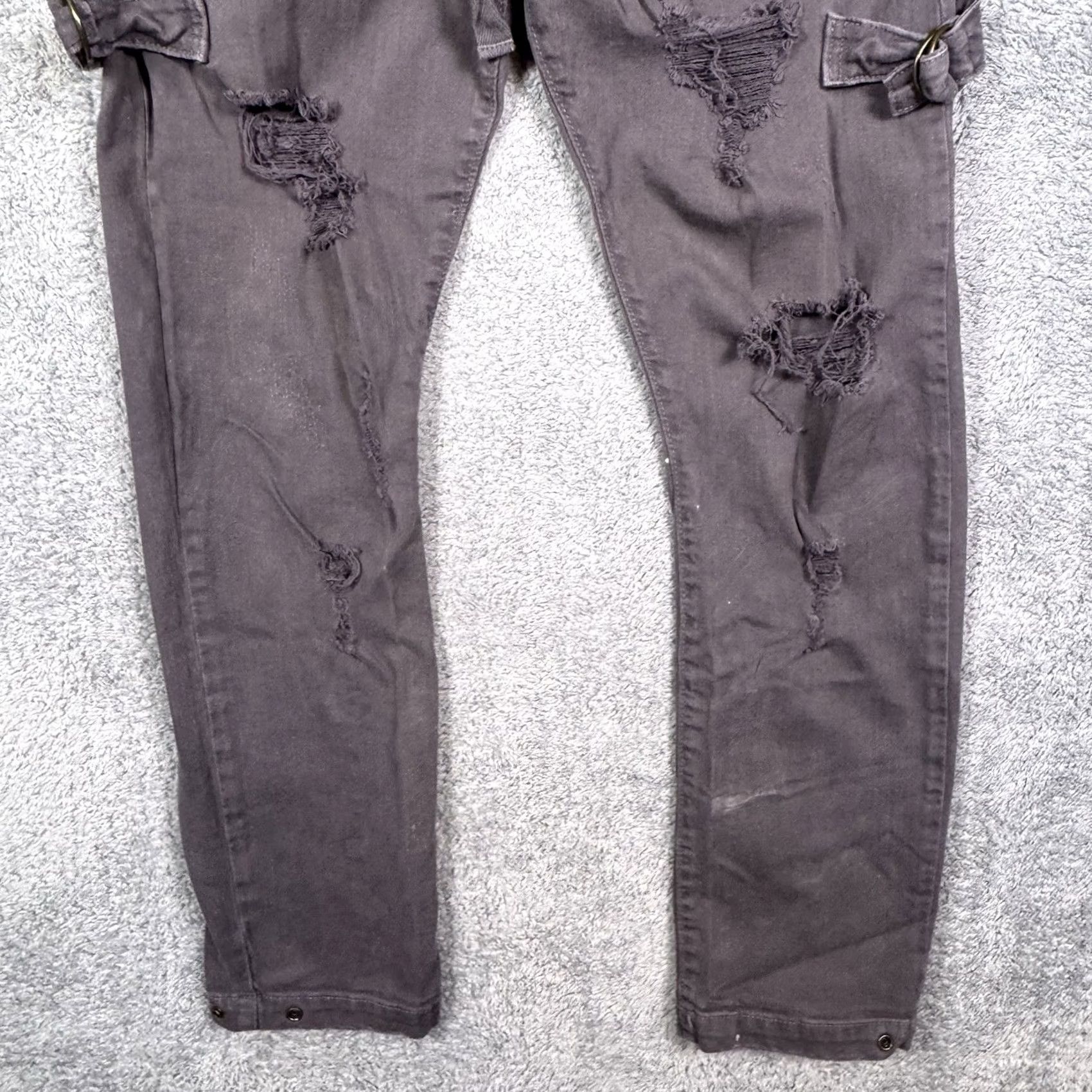 True Religion True Religion Jeans Mens Slim 5-Pocket Denim Gray 36x29 Mick Distressed Short Drawstring Waist Cuffs Jeans Mens Size US 36 / EU 52 - 3 Thumbnail