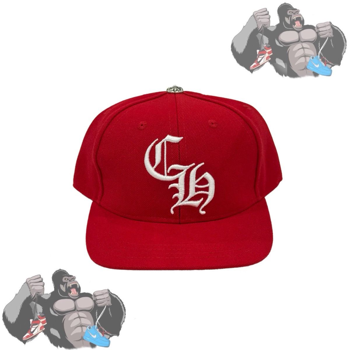 Chrome Hearts Chrome Hearts 6 Panel On Field Baseball Cap Red White Size ONE SIZE - 1 Thumbnail