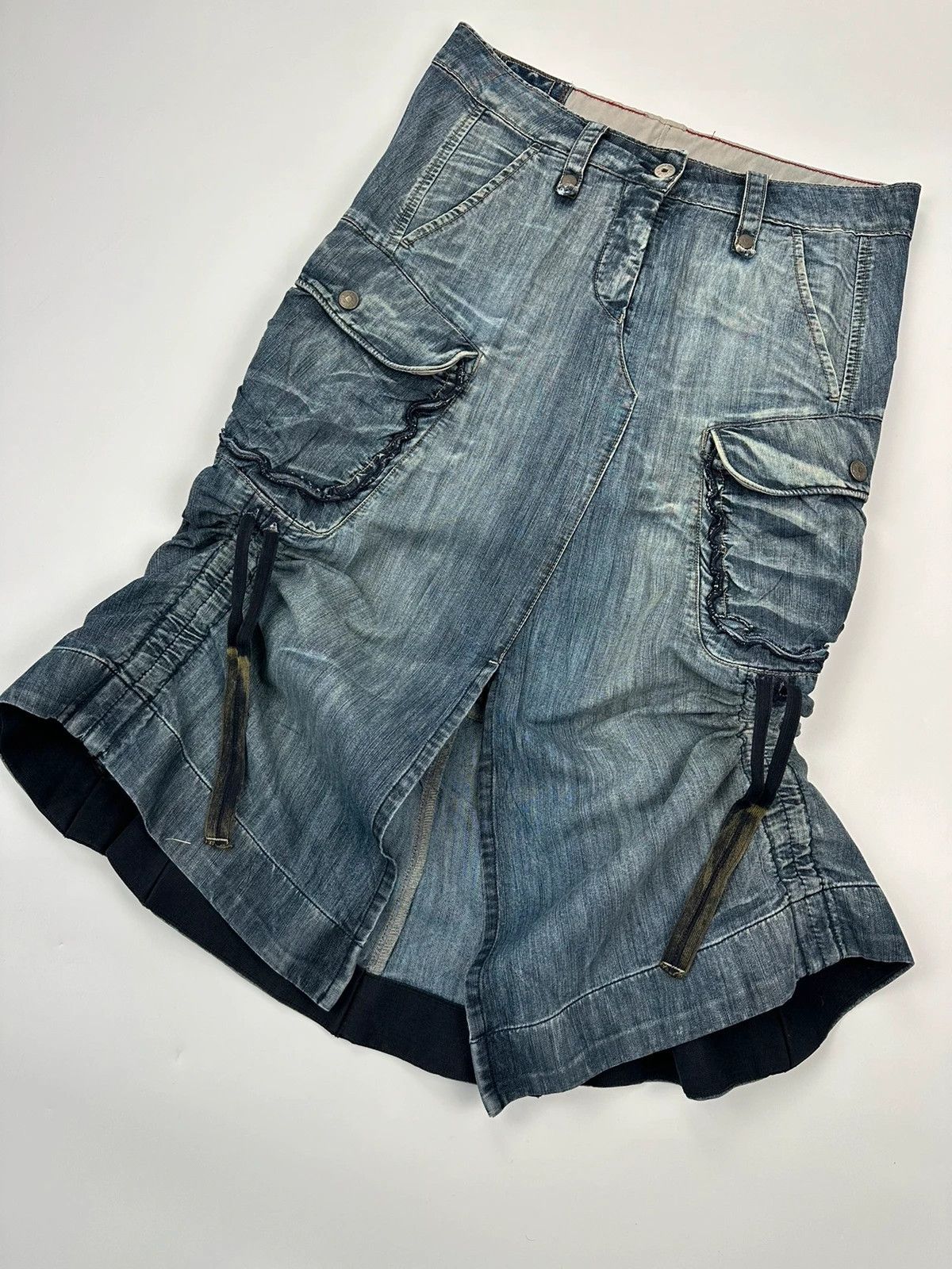 Marithe + Francois Girbaud Marithé + Francois Girbaud 00’s Bondages Straps Denim Skirt Size 30" / US 8 / IT 44 - 2 Thumbnail