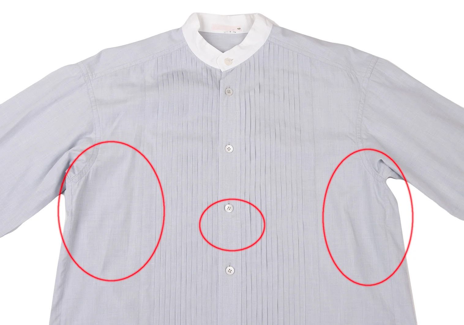 Issey Miyake Front Pleats Band Collar Shirt in Light Blue Size S Size US S / EU 44-46 / 1 - 2 Thumbnail