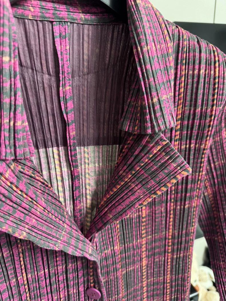 Issey Miyake Issey Miyake size:4 Pinkish-purple pleated cardigan Size S / US 4 / IT 40 - 2 Thumbnail