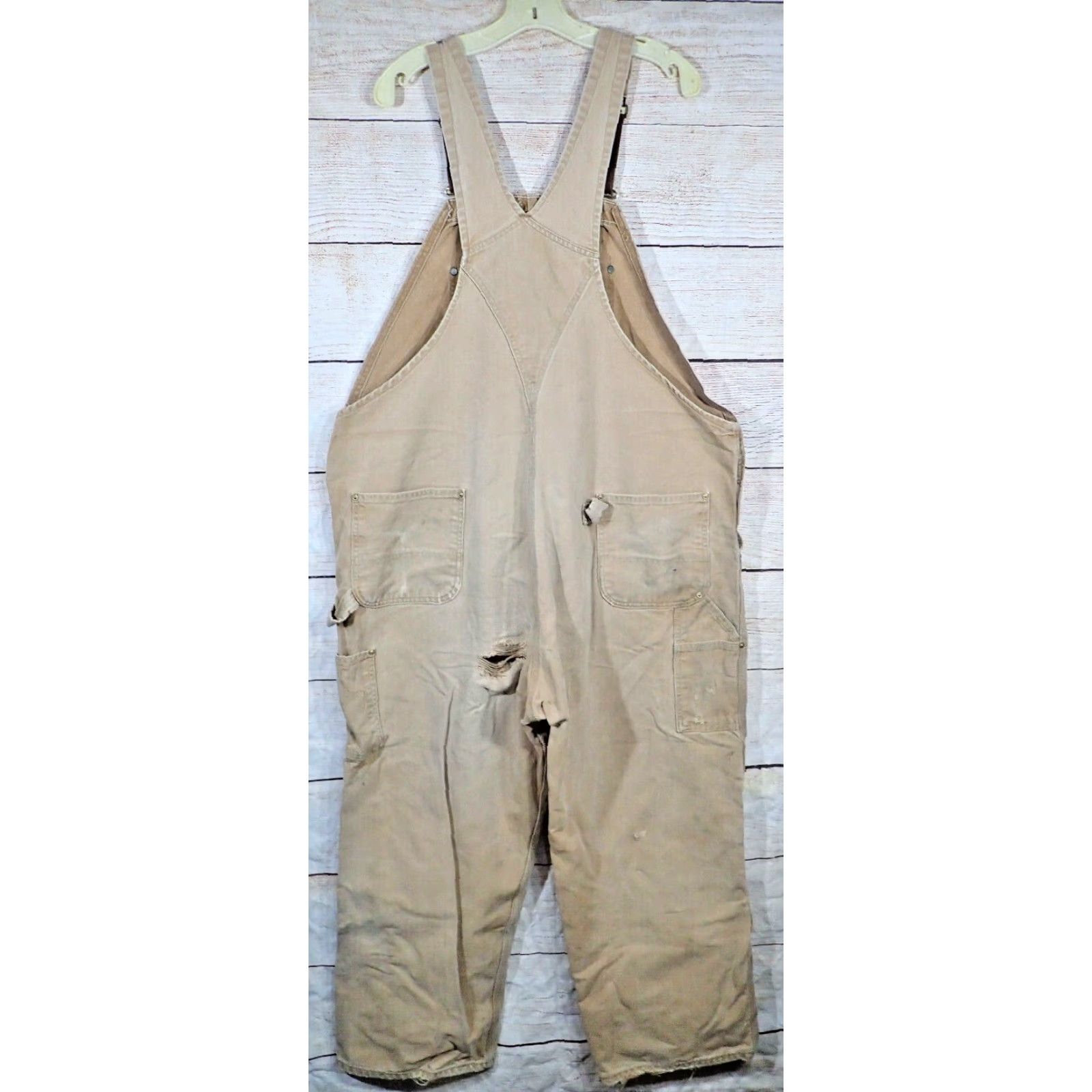 Carhartt VINTAGE Carhartt Workwear Overalls Men 48x27 Brown Distressed Canvas Double Knee USA Size US 32 / EU 48 - 3 Thumbnail