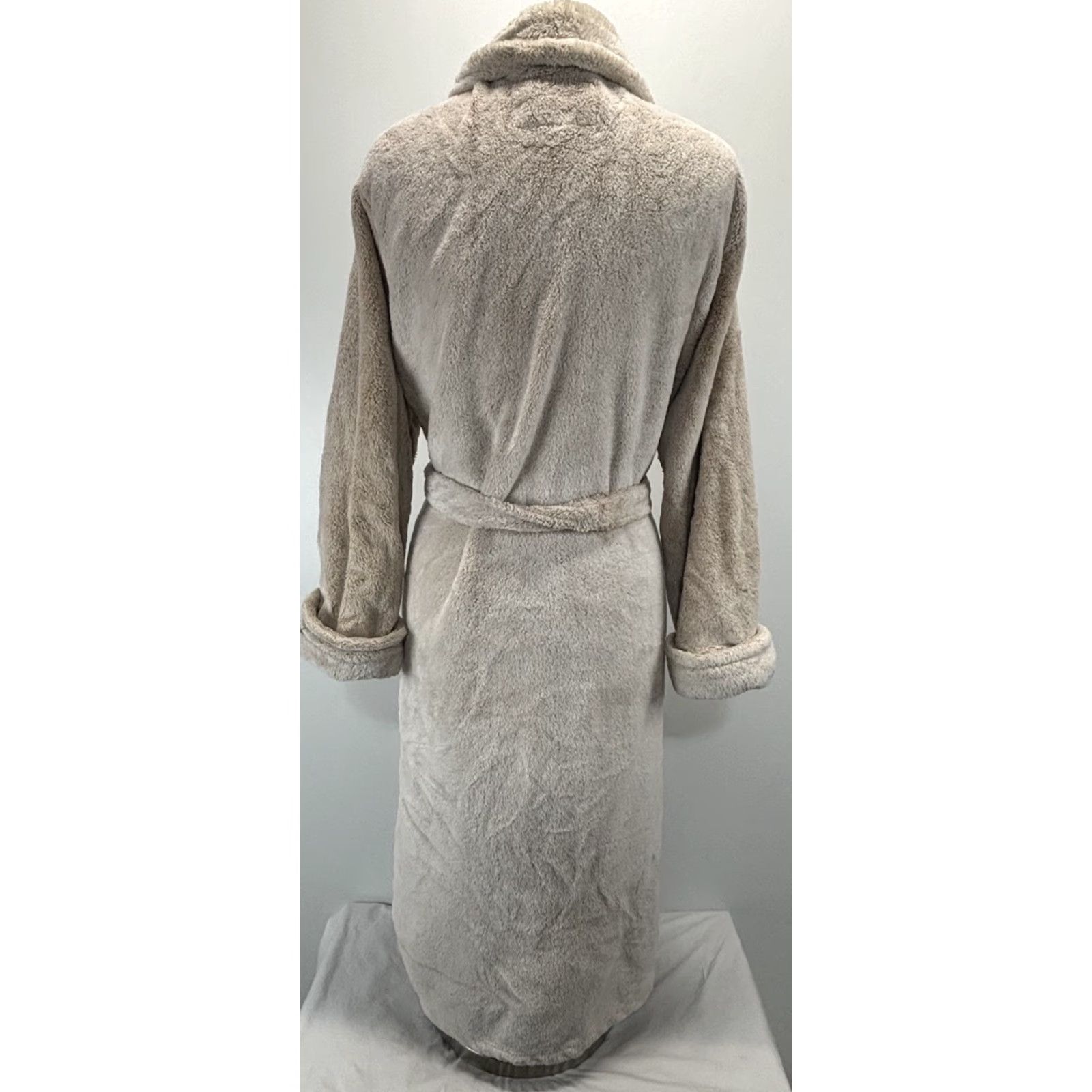Vintage VINTAGE Stan Herman Plush Robe Women’s Large Beige Belt Pockets Lounge Size ONE SIZE - 3 Thumbnail